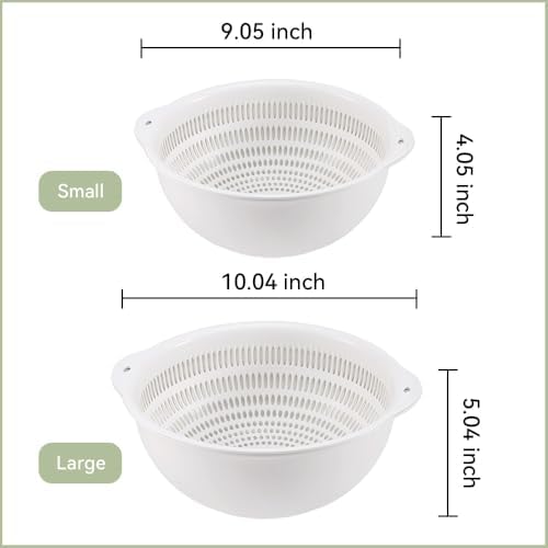 Colander Bowl Set of 2, Nesting Large Capacity Plastic Food Strainer - Image 2