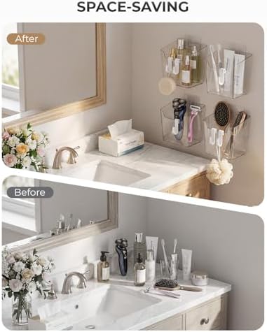 Wall Mount Organizer, 8 Hooks and 6 Pack Cabinet Door Storage Bins, - Image 7