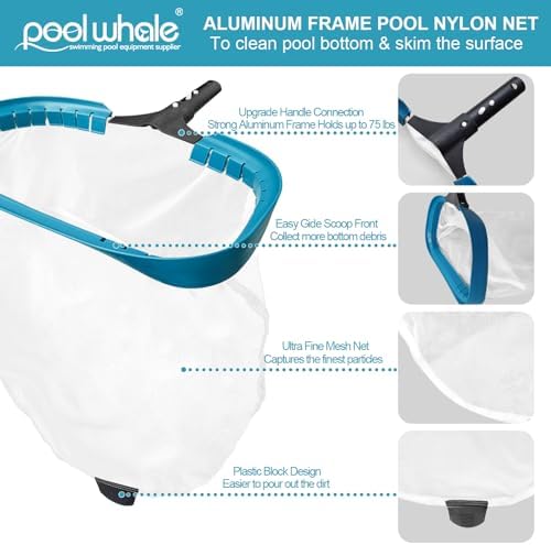 Pool Net - Professional 20" Swimming Pool Leaf Skimmer Rake - Image 3