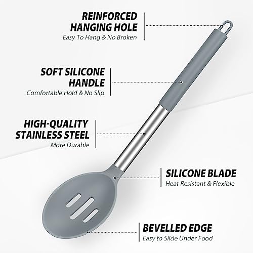 Pack of 2 Large Silicone Cooking Spoons, BPA Free Kitchen Scoops - Image 3