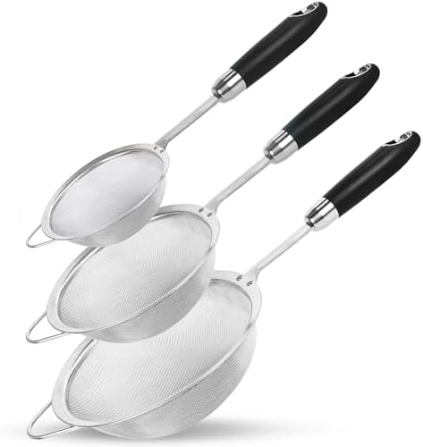 304 Stainless Steel Fine Mesh Strainer Set, 3 Sizes, 30 Mesh by JULIPRO