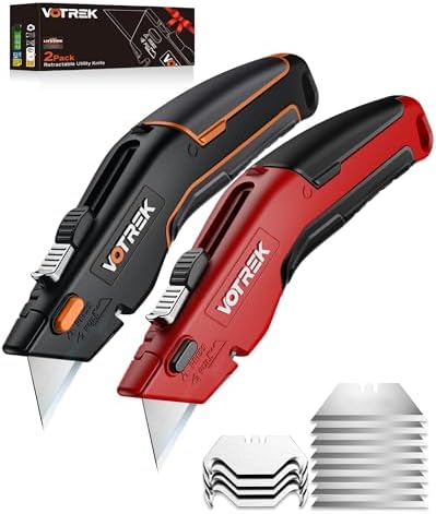 VOTREK® 2-Pack Box Cutter Utility Knife, Retractable Box Cutter, Heavy Duty by VOTREKTOOLS