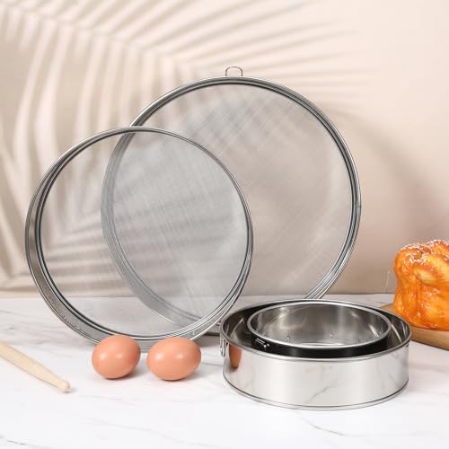 4 Pack Flour Sifter with Hanging Ring, Stainless Steel Fine Mesh Strainers - Image 4