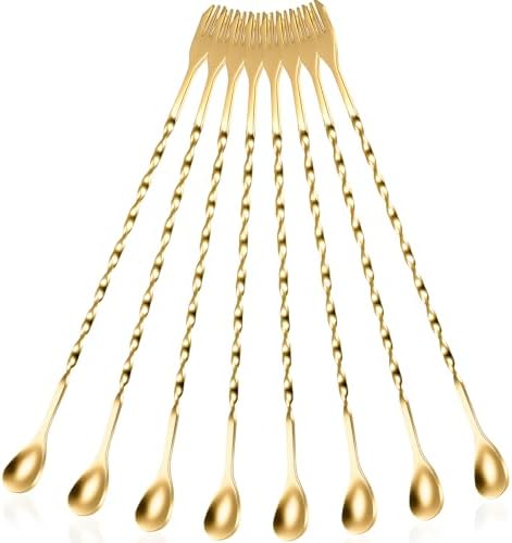 Boao 8 Pcs 10 Inch Long Bar Spoon, Cocktail Mixing Stirrers by Boao