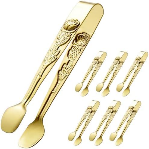 HINMAY 6PCS Mini Serving Tongs 5" Small Rose Appetizer Tongs by HINMAY