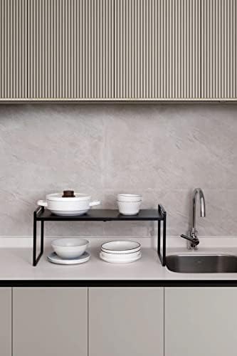 Nxconsu Expandable Shelf for Cabinets, Cabinet Shelf Riser, 8.6" Black - Image 2