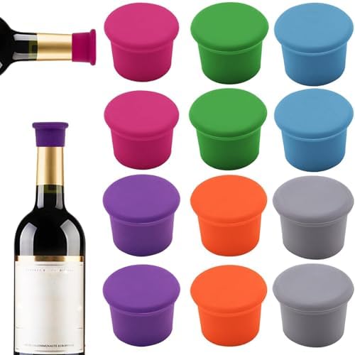 12 Pcs Colorful Silicone Wine Stoppers, Reusable Wine Bottle Stopper, Sparkling by Unknown