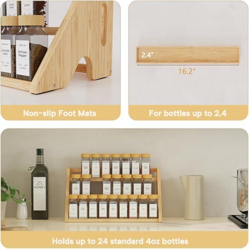 Bamboo Spice Rack Organizer -3-Tier Spice Rack - Image 5