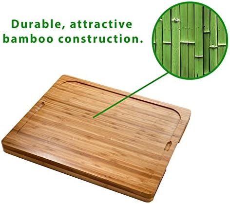 Seville Classics Bamboo Premium Wood Cutting Board Serving Tray w/ 7 - Image 5