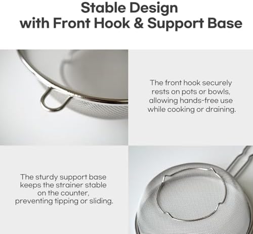 8″ Stainless Steel Fine Mesh Strainer - Image 2