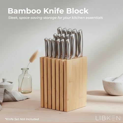 Libken Bamboo Knife Block – Minimal Scandinavian Design, Universal Knife Holder - Image 2