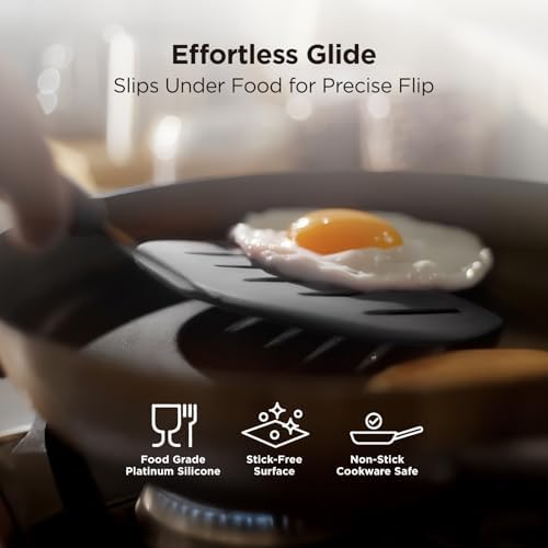 Kitchen Mama WaltzGrip Platinum Silicone Pancake Spatula Turner, Metal Gray - Image 5
