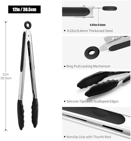 Doosu Kitchen Tongs with Silicone Tips - Image 2