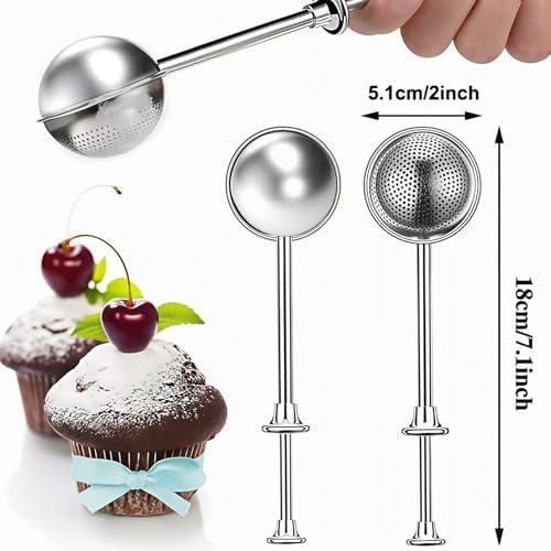 2Pcs Flour Sifter for Baking, One-hand Operation Sugar Shaker Stainless Steel - Image 2
