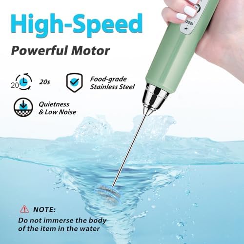 Milk Frother Wand Rechargeable Handheld Electric Whisk 3 Speed Adjustable - Image 6
