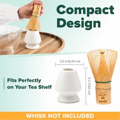 Aprika Life Matcha Whisk White Holder, Ceramic Chasen Stand - Image 6