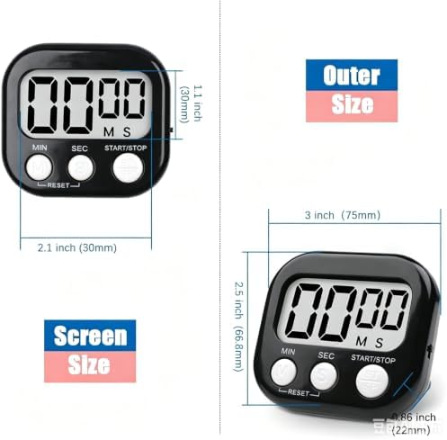12 Pack Digital Kitchen Timer Large LCD Display Loud Alarm Strong Magnetic Stand - Image 2