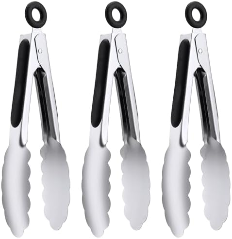 7-Inch Stainless Steel Kitchen Tongs Set, by DAILYKISN