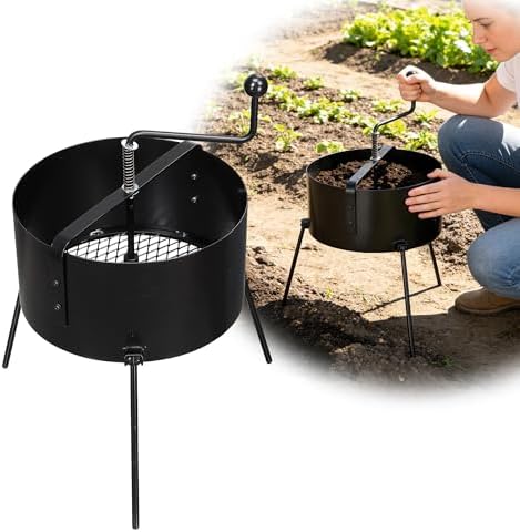 Rotary Soil Sifter for Gardening, Heavy Duty Metal Garden Sifter by LLARGUEST