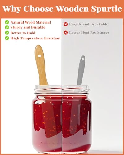 3Pcs Skinny Spurtle for Sourdough Starter, Wooden Spurtle Spatula for Cooking - Image 3