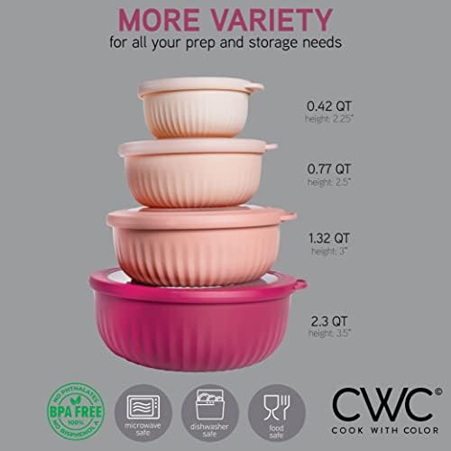 COOK WITH COLOR Prep Bowls with Lids- Wide and Deep Nesting Plastic Small - Image 2