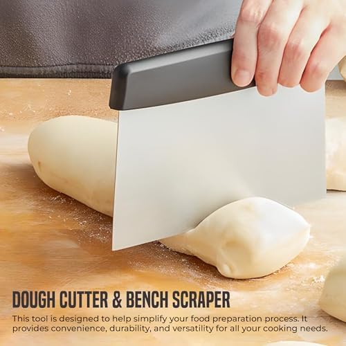 OCS Parts 6-Inch Stainless Steel Black Handle Dough Cutter Bench Scraper - Image 3