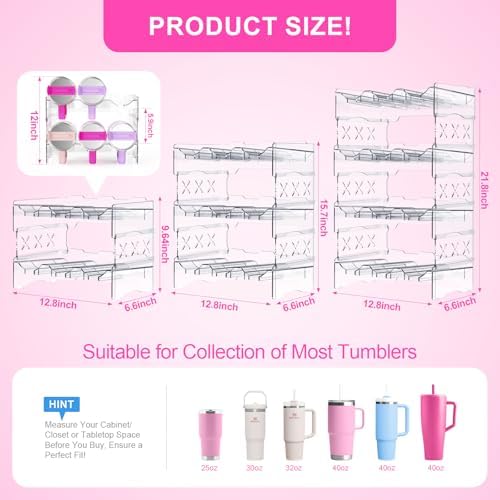 JYPS Water Bottle Tumbler Organizer, Stackable Stanley 40oz - Image 4
