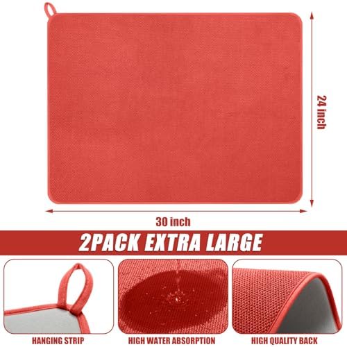 Hushee 2 Pcs Dish Drying Mats for Kitchen Counter, 30 x 24 Inch - Image 2
