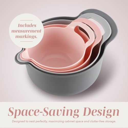 COOK WITH COLOR Nesting Plastic Mixing Bowl Set with Pour Spouts and Handles - Image 4