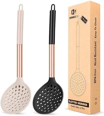 BUNDLEPRO Kitchen Ladle Strainer, 2 Pack, Rose Gold Black-Khaki by BUNDLEPRO