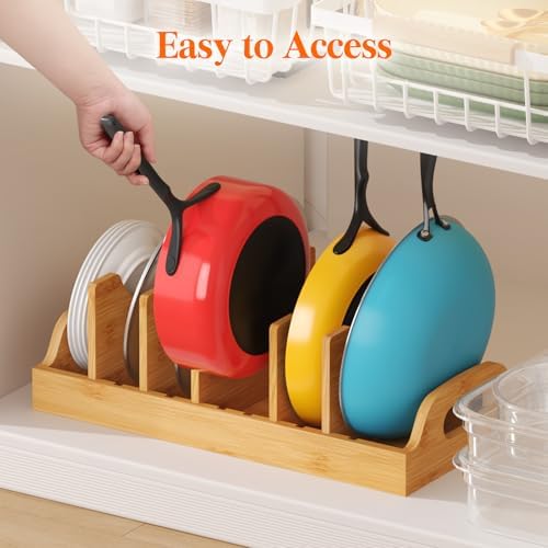 Lifewit Bamboo Lid Organizers for Inside Cabinet - Image 6