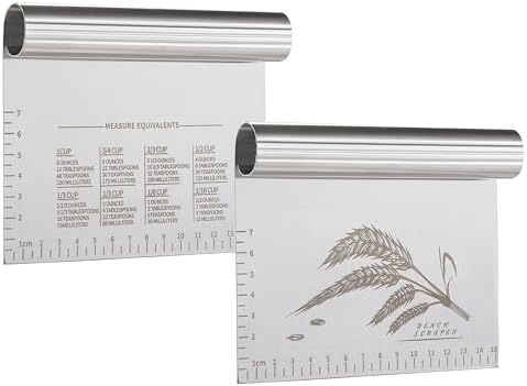 2PCS Dough Pastry Bench Cutter Scraper, OLULU Stainless Steel Kitchen Food by OLULU