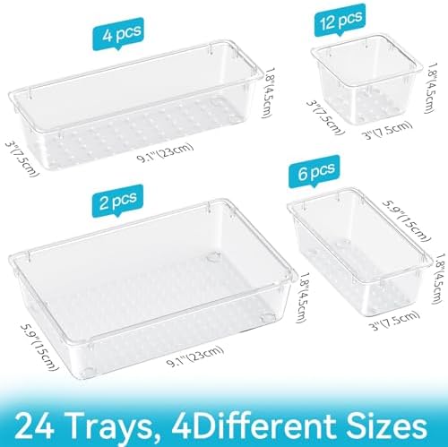 24 PCS Drawer Organizer Set, Makeup Organizers, Tool Storage Trays - Image 2