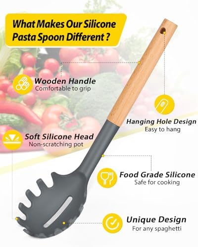 Silicone Pasta Fork, Pasta Spoon Server - Image 3