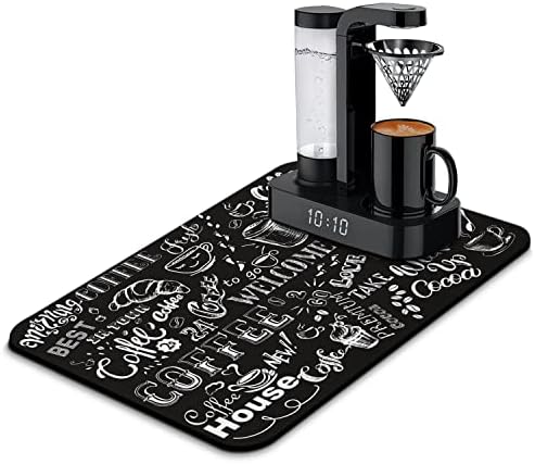 Coffee Bar Mat Accessories for Countertop Super Absorbent Anti-Slip Silicone by Kuyig+Home