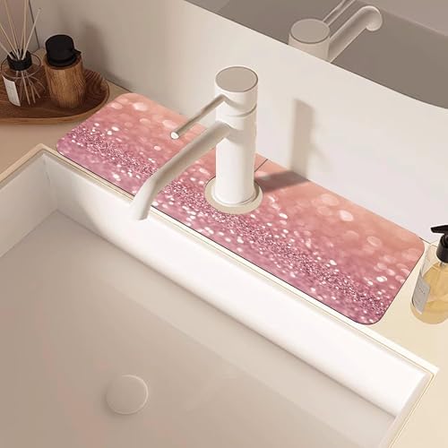 Abstract Pink Glitter Diamond Sink Faucet Absorbing Mat Sink Splash Guard - Image 2
