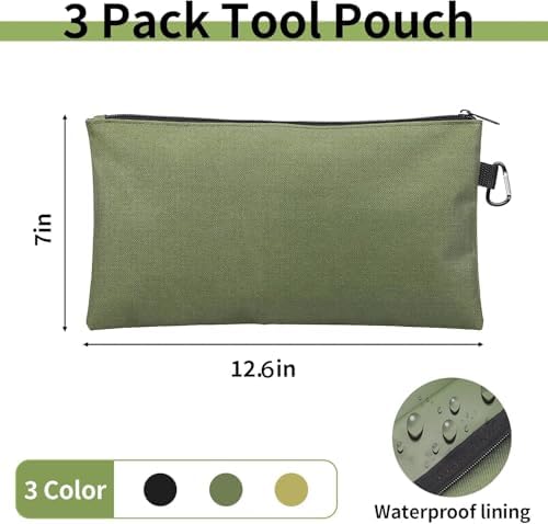 3 Pack Tool Bag Zipper Pouch, Premium Tool Pouch, Utility Storage Organizer - Image 2