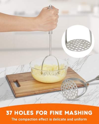 Brigii Potato Masher, Uncoated Stainless Steel Potato Press - Image 2