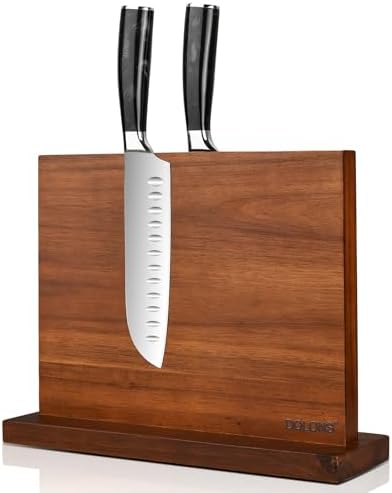Magnetic Knife Block, Acacia Wood Kitchen Knife Holder - Image 2
