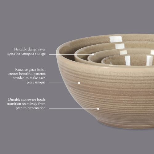 Gibson Elite Maple Grove 4-Piece Stoneware Nesting Bowl Set, Reactive Glaze - Image 3