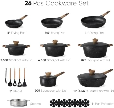 CAROTE 26pcs Nonstick Pots and Pans Set, Cookware Sets - Image 2