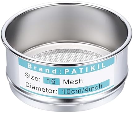 PATIKIL 16 Mesh Lab Sieve, 3.9" Diameter Sifting Screen 304 Stainless Steel by PATIKIL
