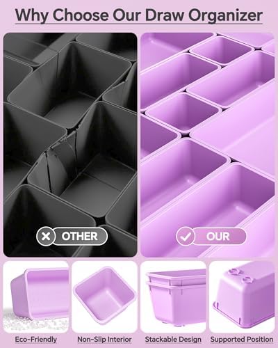 KEMETHY 25 PCS Plastic Drawer Organizers Set, 4 Sizes Vanity Organizer - Image 5