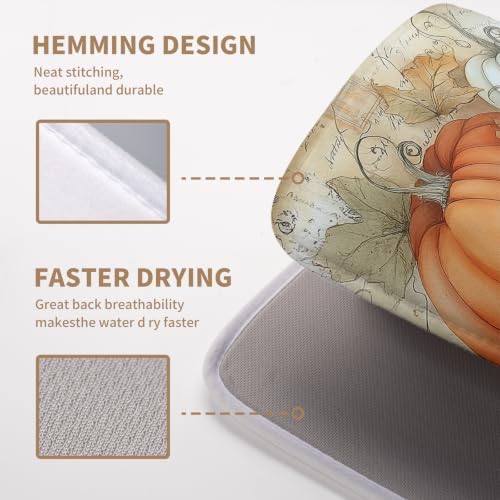 Fall Dish Drying Mats for Kitchen Counter Autumn Pumpkin Maple Leaf Vintage - Image 4