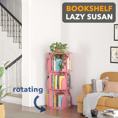 SpaceAid 3 Tier Rotating Bookshelf Tower, Spinning Bookcase Lazy Susan - Image 4