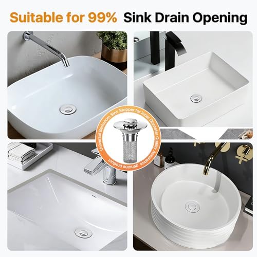 2PCS Bathroom Sink Stopper Hair Catcher, Pop Up Sink Drain Stopper - Image 5