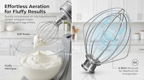 K45WW Wire Whip for KitchenAid Tilt-Head Mixer, 6-Wire Whisk Attachment - Image 3