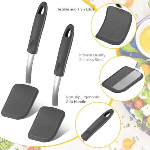 2Pcs Mini Silicone Cookie Brownie Spatula, Solid Flat - Image 4