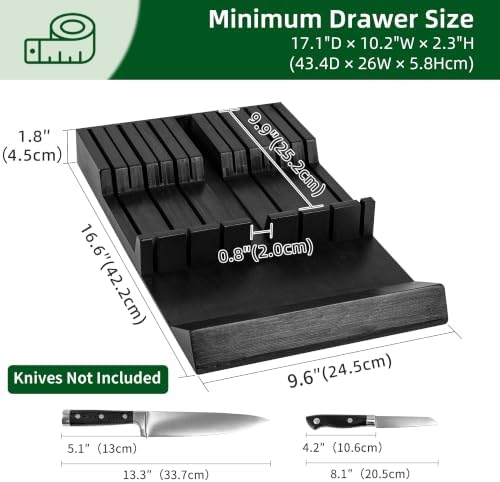 Utoplike Bamboo Knife Drawer Organizer, In-drawer Knives Block - Image 4