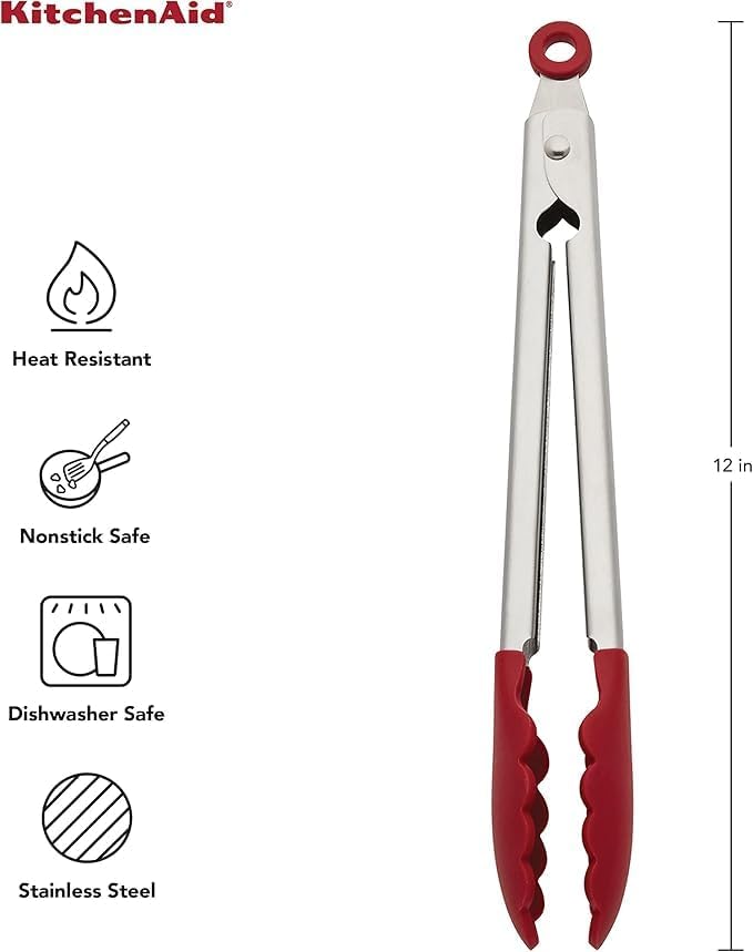 KitchenAid Silicone Stainless Steel Tongs, 12 Inch - Image 2